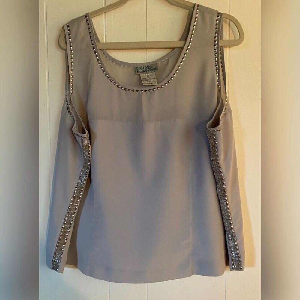 Bradley Bayou Blouse Women’s 3X Gray Sleeveless Studded Cowgirl